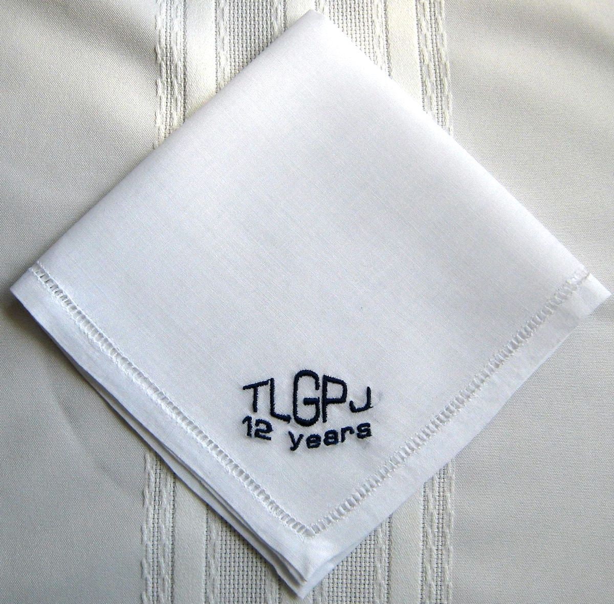 ANNIVERSARY MONOGRAMMED HANDKERCHIEF Unique 5 Letter Diamond Etsy