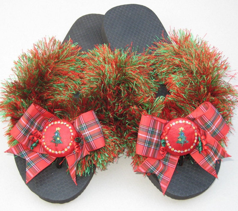 DECORATED FLIP FLOPS Christmas Trees Gifts for Her Holiday ...