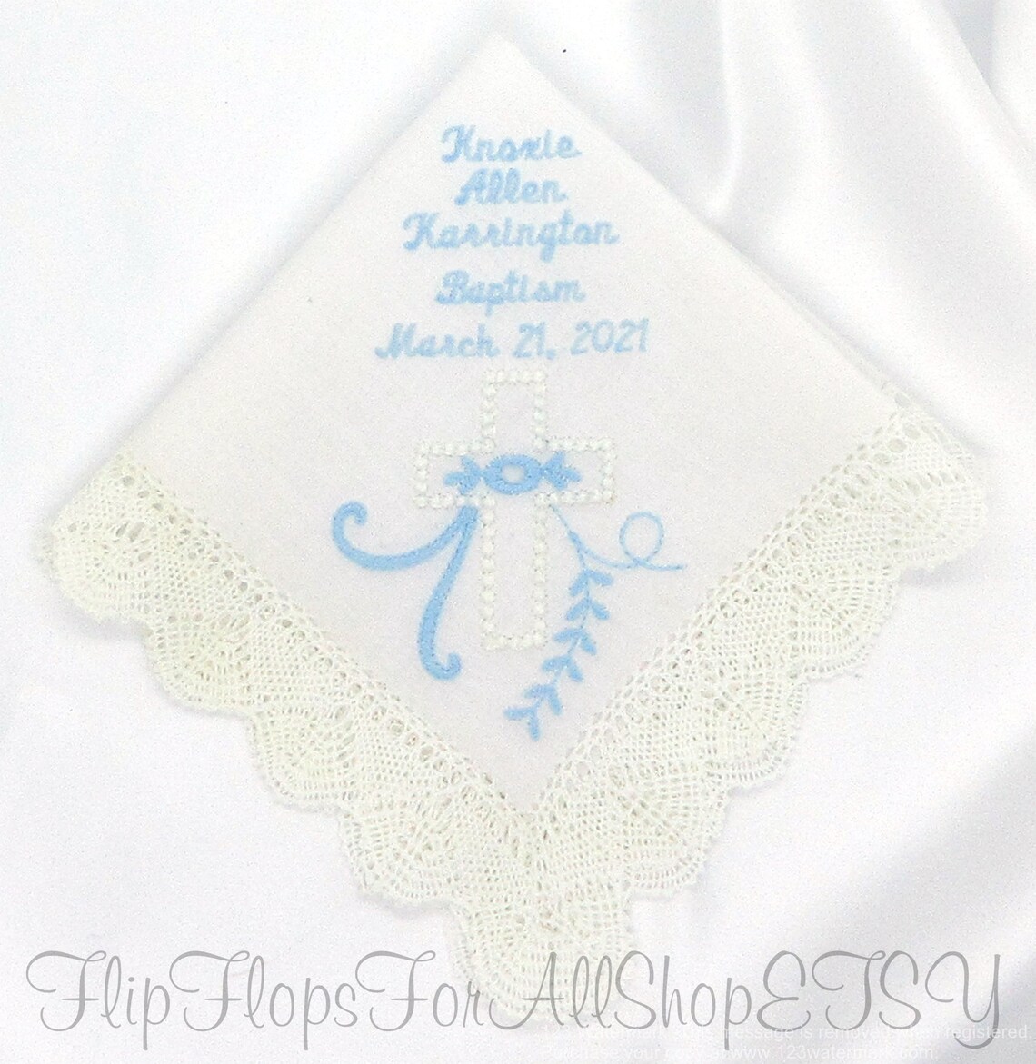 BAPTISM HANDKERCHIEF Christening Confirmation Personalized Etsy