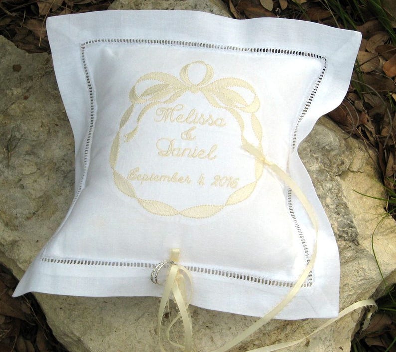 EMBROIDERED RING BEARER Pillow Personalized for Your Wedding Etsy