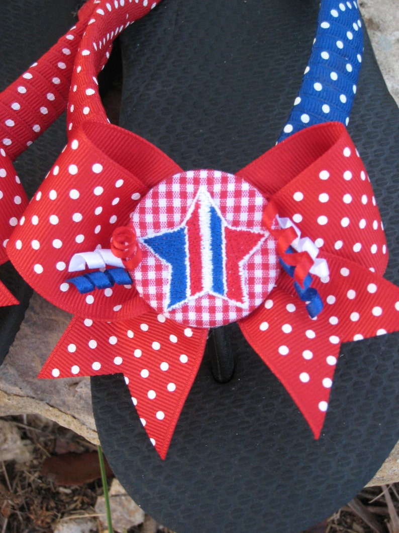 PATRIOTIC FLIP FLOPS Texas Flag Design Star Embroidery 4th | Etsy