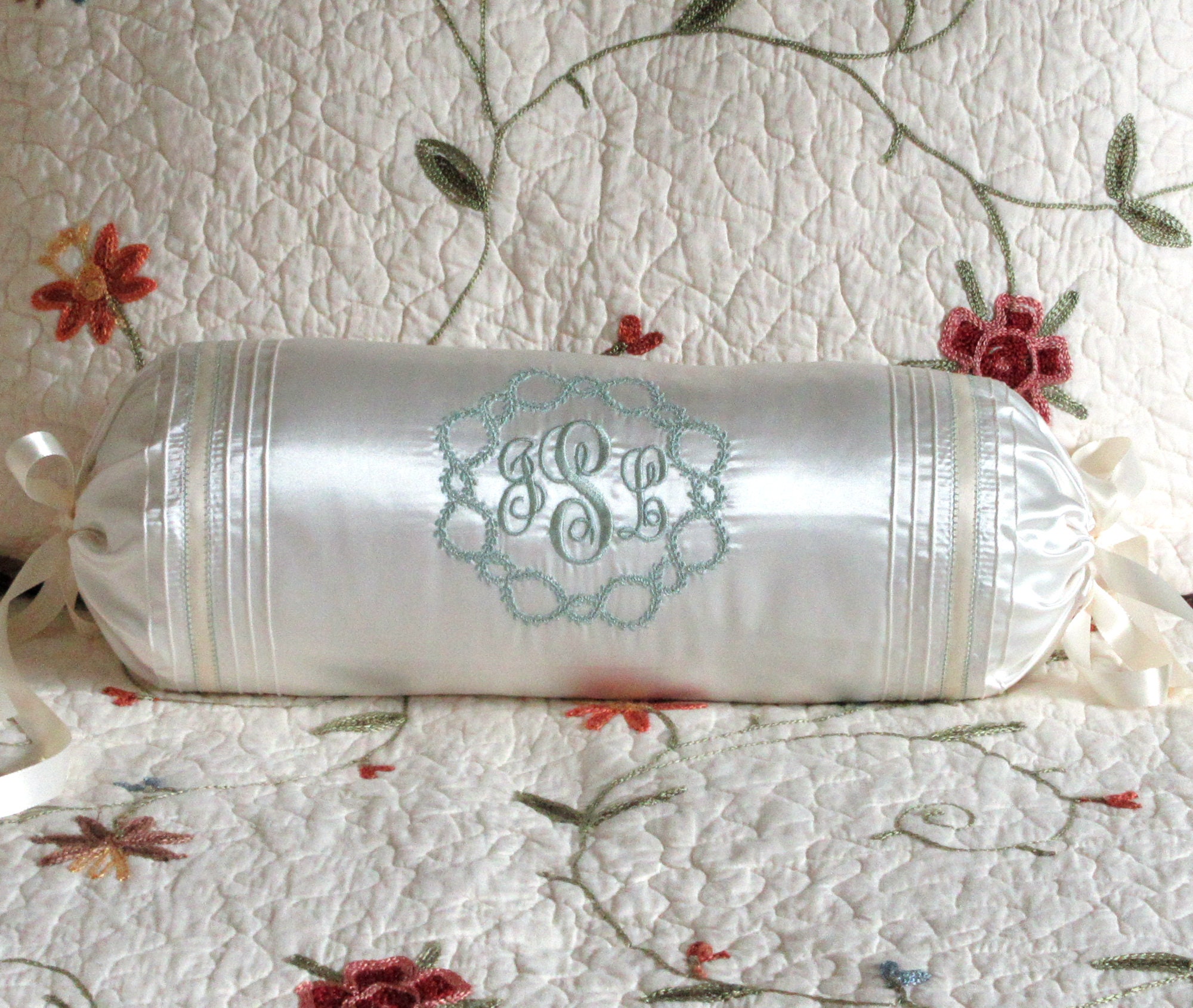 Neck Roll Pillow Covered in Soft Satin Heirloom Pin Tucks Etsy