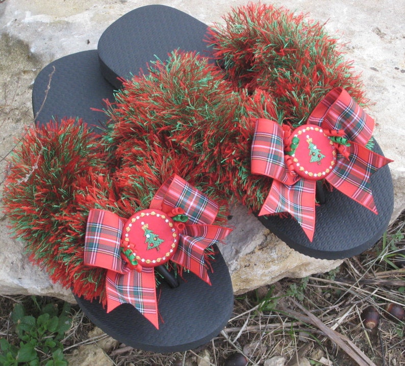 DECORATED FLIP FLOPS Christmas Trees Gifts for Her Holiday ...
