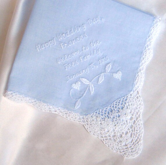Christening etc Wedding Exquisite Hand Embroidered Linen Handkerchief Church