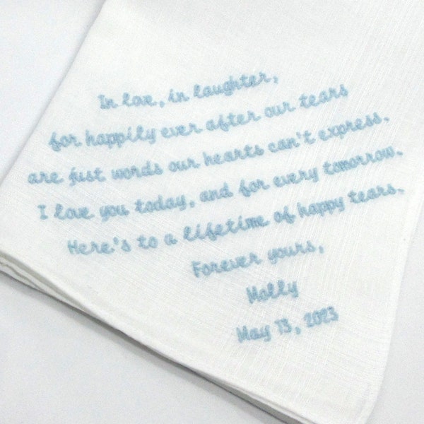 MEN'S IRISH LINEN Handkerchief with Personal Message, Date, Groom, Father of Bride/Groom, Attendants, Gift Box, Custom, Corded Design 17x17