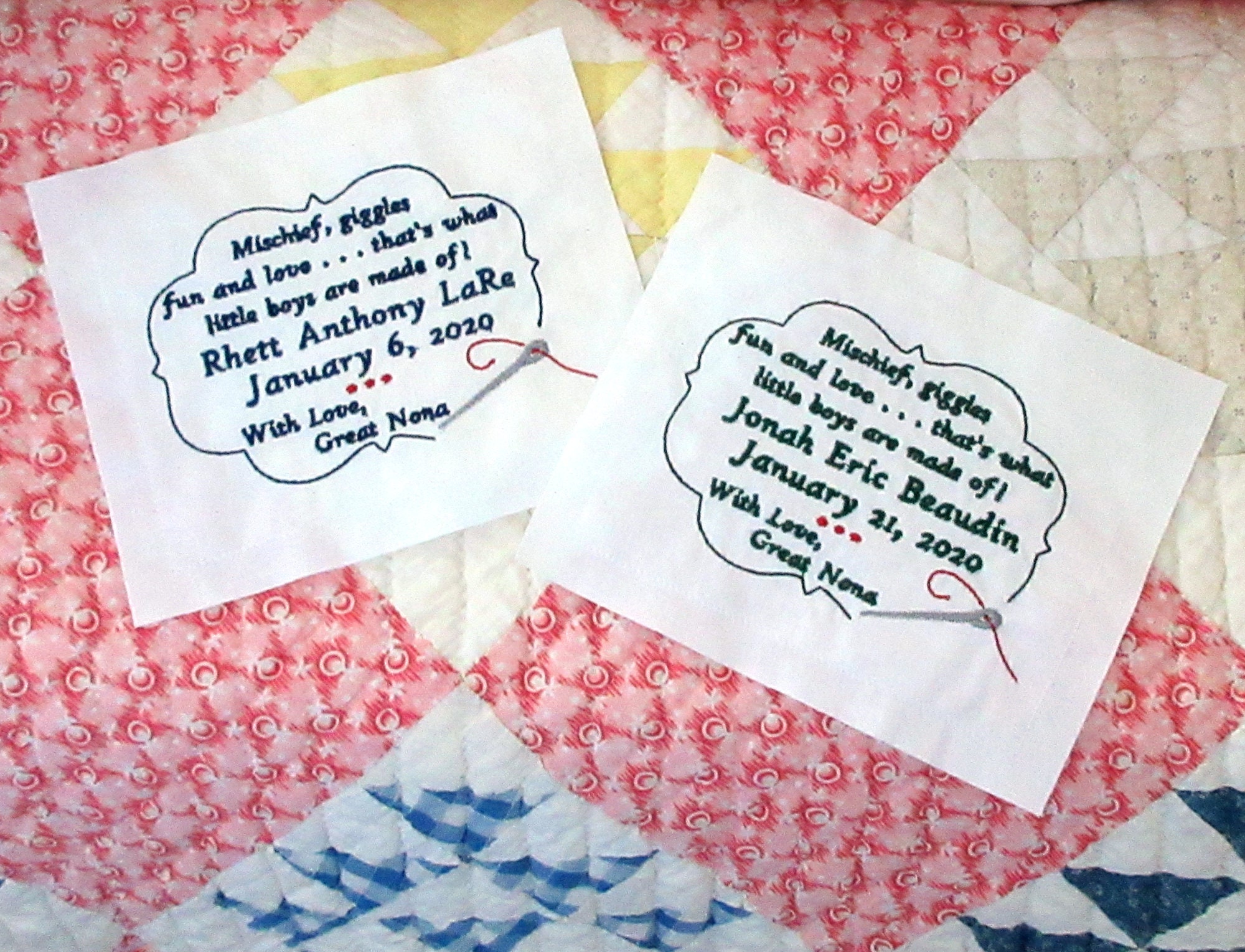 BABY QUILT LABEL Embroidered Boy & Girl Designs Etsy