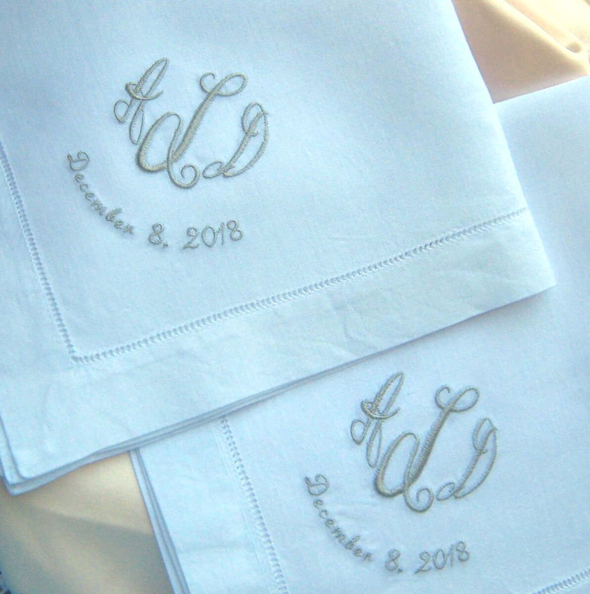 MONOGRAMMED DINNER NAPKINS Bride & Groom Mr. and Mrs. Etsy