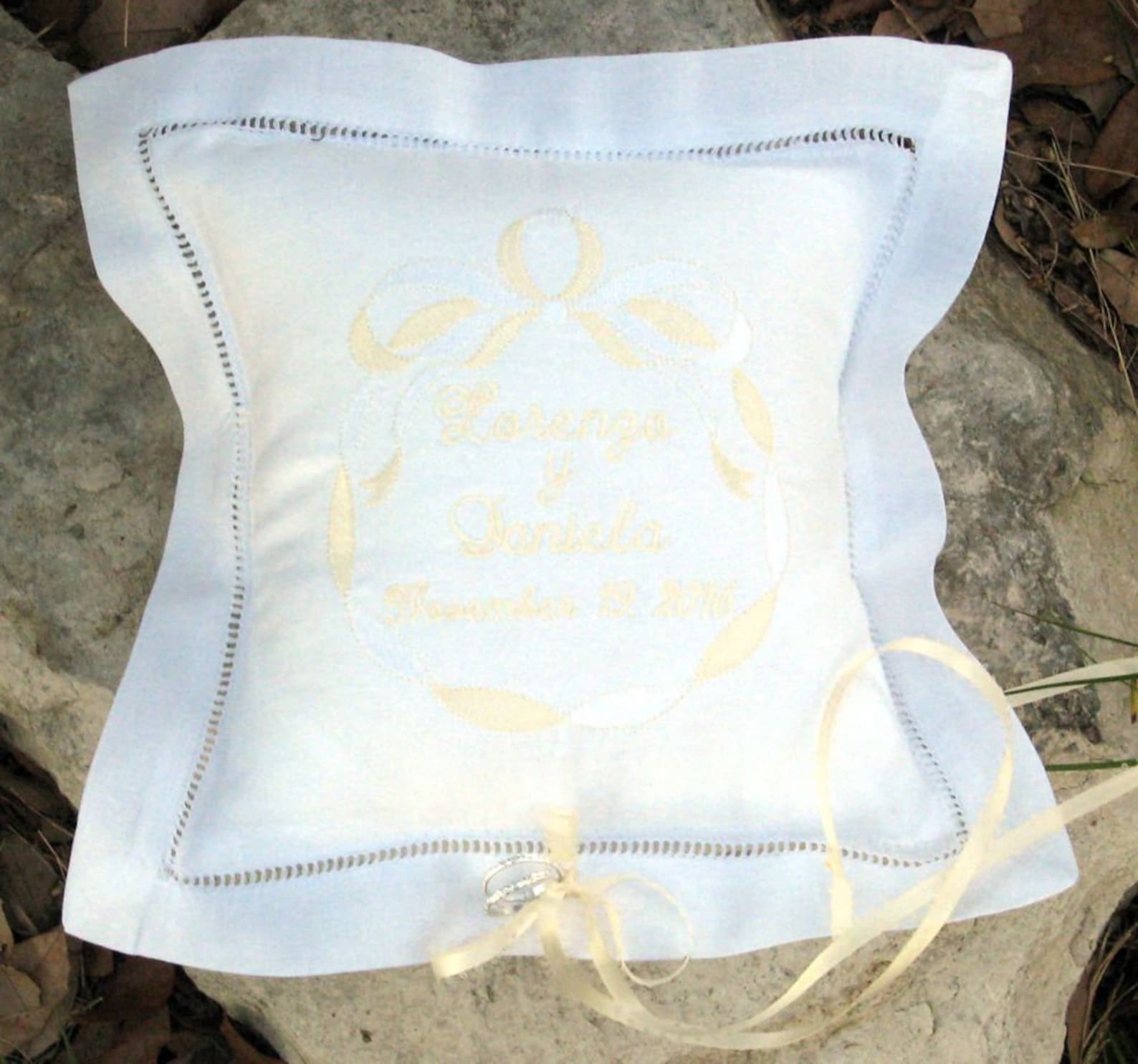 EMBROIDERED RING BEARER Pillow Personalized for Your Wedding Etsy