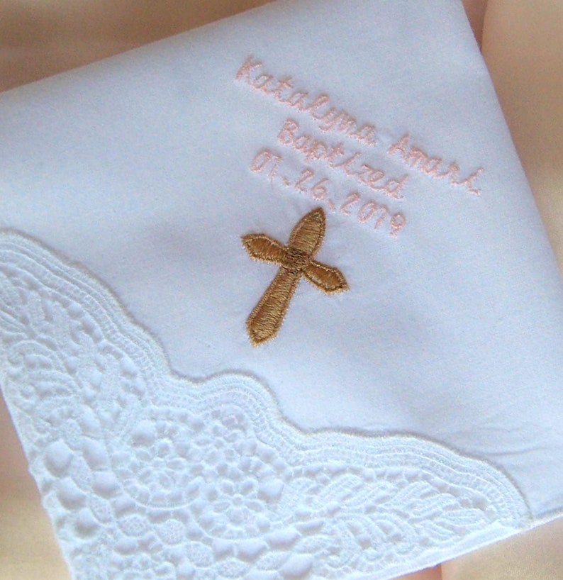 SMALL CROSS HANDKERCHIEF for Baby Girl Baptism Christening Etsy