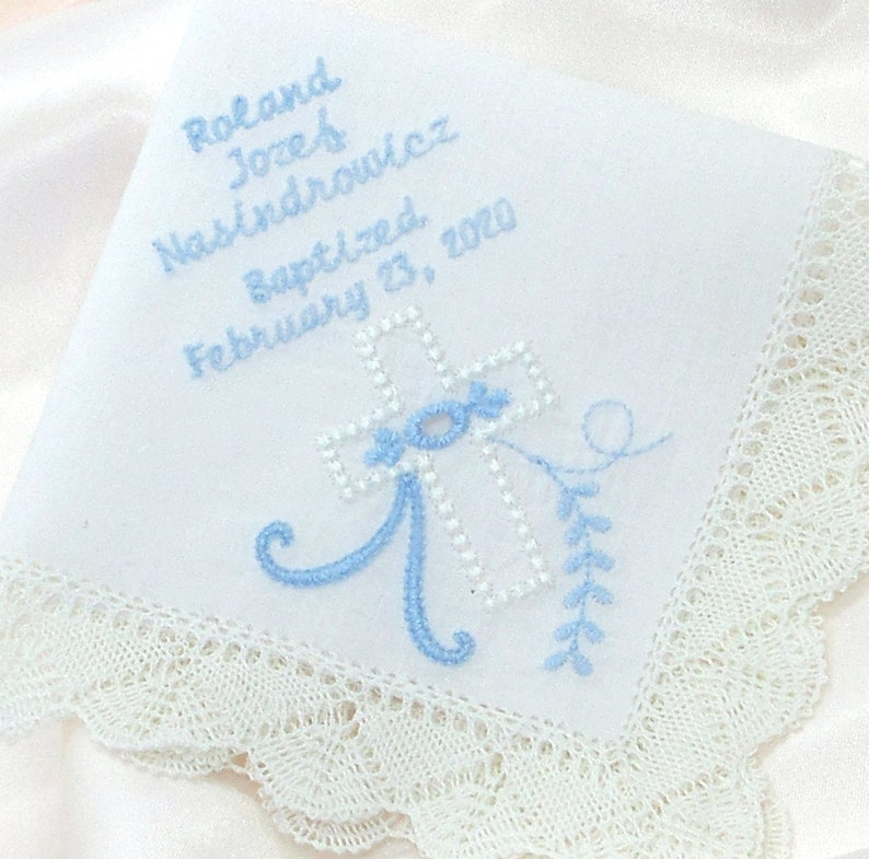 BAPTISM HANDKERCHIEF Christening Confirmation Personalized Etsy