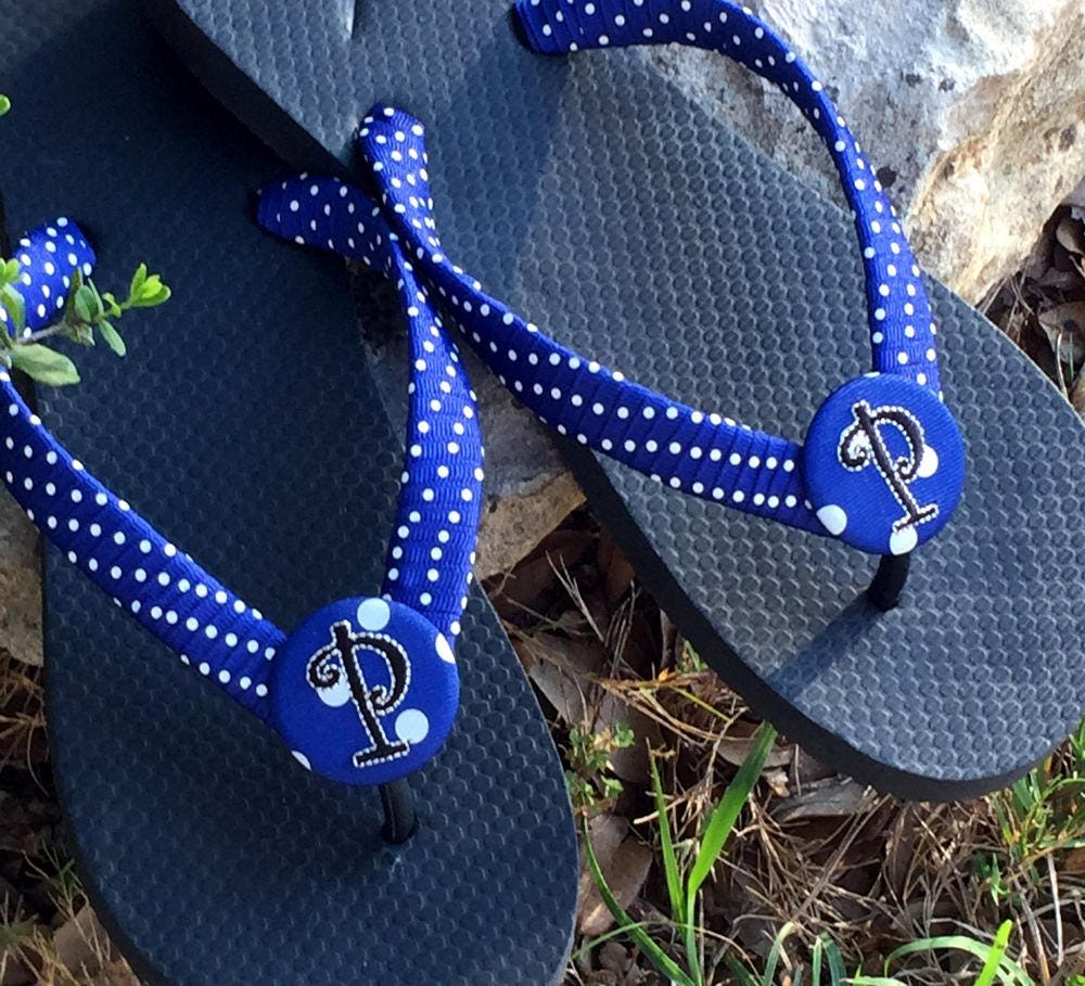 POLKA DOT RIBBON Button Flip Flops Wrapped Straps | Etsy