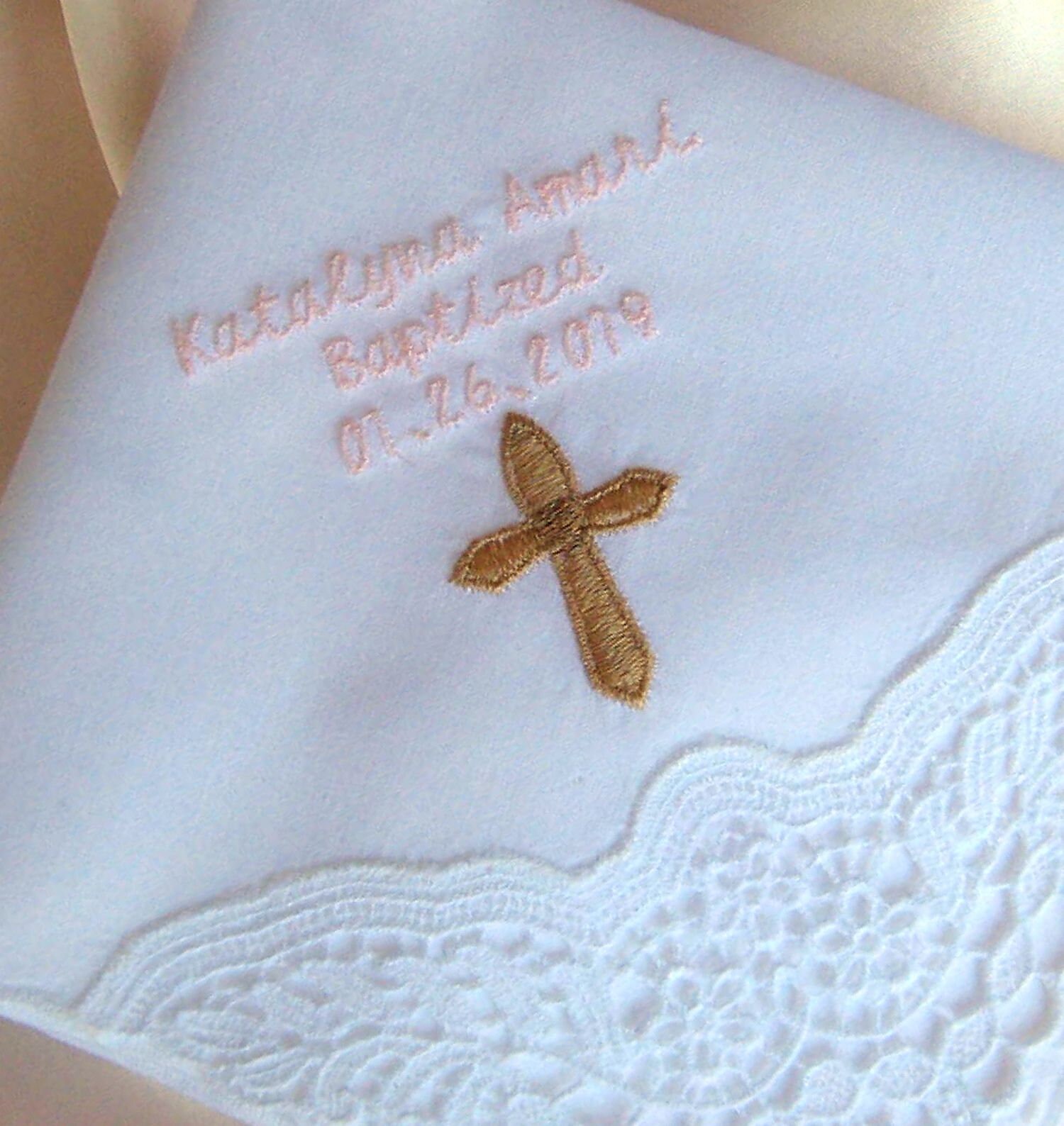 SMALL CROSS HANDKERCHIEF for Baby Girl Baptism Christening Etsy