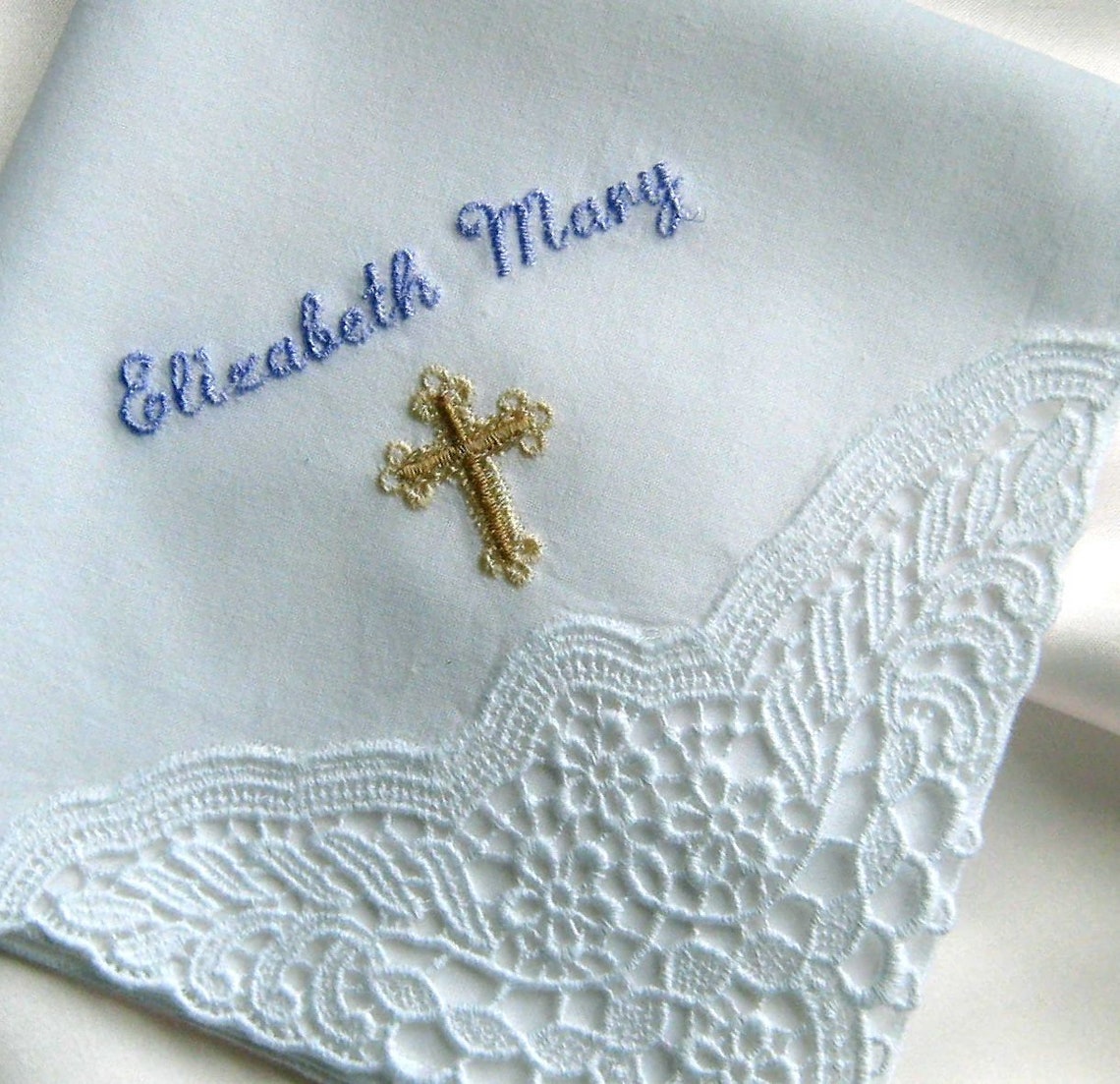 SMALL CROSS HANDKERCHIEF for Baby Girl Baptism Christening Etsy