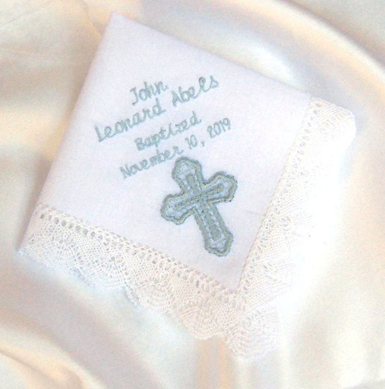 BAPTISM HANDKERCHIEF Christening Confirmation Personalized Etsy