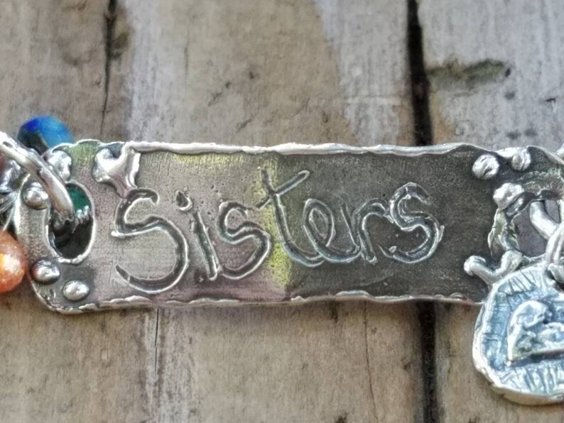 Sterling Silver Artisan Link Sisters Jewelry Leather Bracelet Sisters Gifts Mystic Gemstones Sisters Bracelet Artisan Heart Love Charm