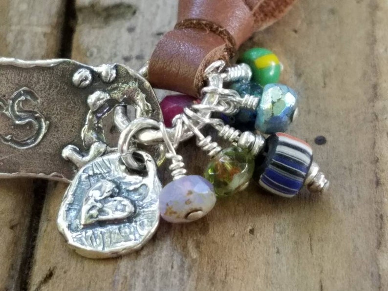 Sterling Silver Artisan Link Sisters Jewelry Leather Bracelet Sisters Gifts Mystic Gemstones Sisters Bracelet Artisan Heart Love Charm