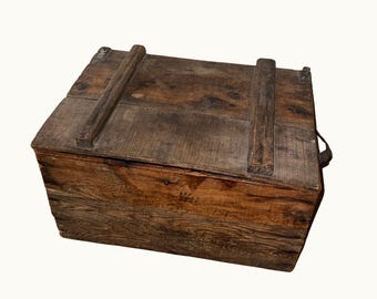 Antique Sherwin Williams Paint Company Wooden Shipping Crate Box with Leather Handles