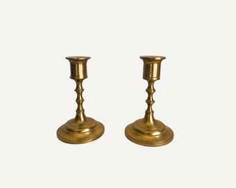 Antique Brass Candlestick Holders: Coastal Decor, Set of 2