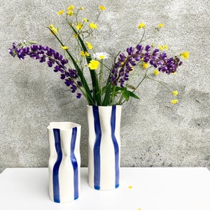 READY TO SHIP Ceramic Vase with Stripes