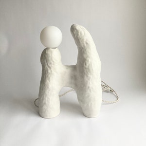 One of a kind white ceramic table lamp