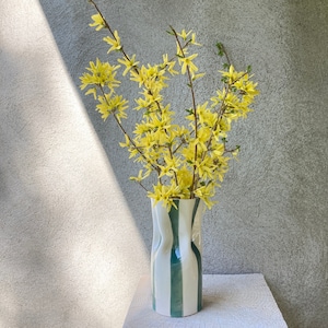 Ceramic Vase with Green Stripes