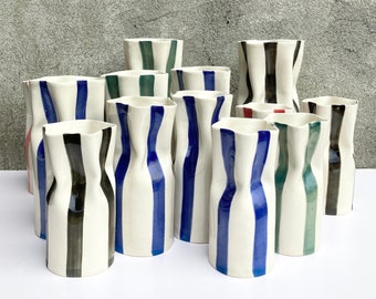 SECONDS Ceramic Vase with Stripes / Multiple colors