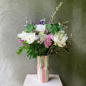Ceramic Vase with Pink Stripes