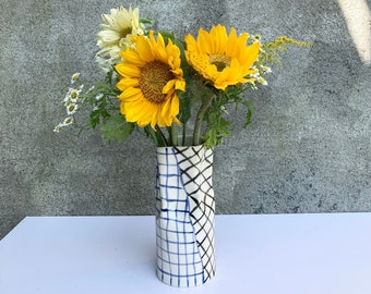 Ceramic Grid Paper bag Vase