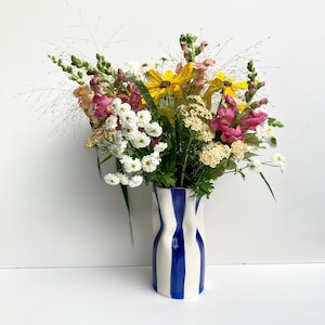 READY TO SHIP Ceramic Vase with Stripes