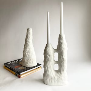 FAST SHIPPING Double candle holder coil built white matte - ready to ship