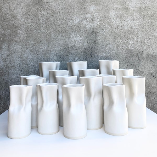 SECONDS white satin Ceramic Vase