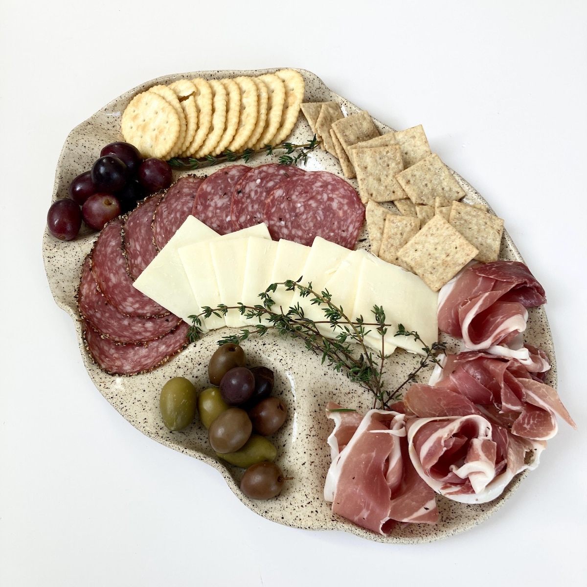 Ceramic Wavy Tapas Platter With Side Dish / Tray / Serving Tray / Charcuterie Platter With a Side Plate in Speckled Clay / Cheese Board / - Etsy