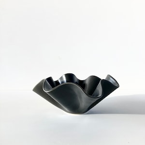 Ceramic Handkerchief Wavy Bowl Charcoal Grey small