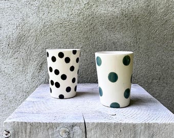 Polka Dot Ceramic cups / ceramic tumblers
