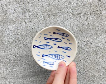 Ceramic sardines plate / ring dish / trinket dish