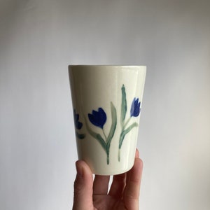 Red and Blue Ceramic Tulip Cup image 7
