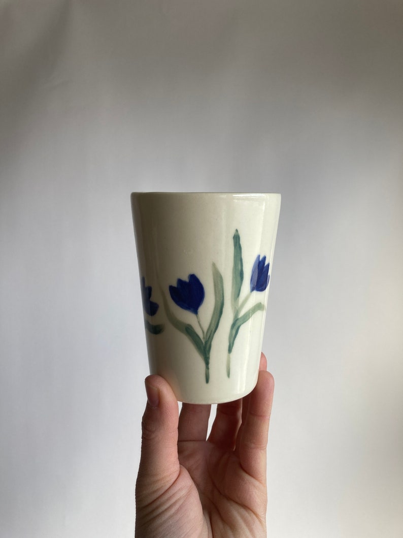 Red and Blue Ceramic Tulip Cup image 7