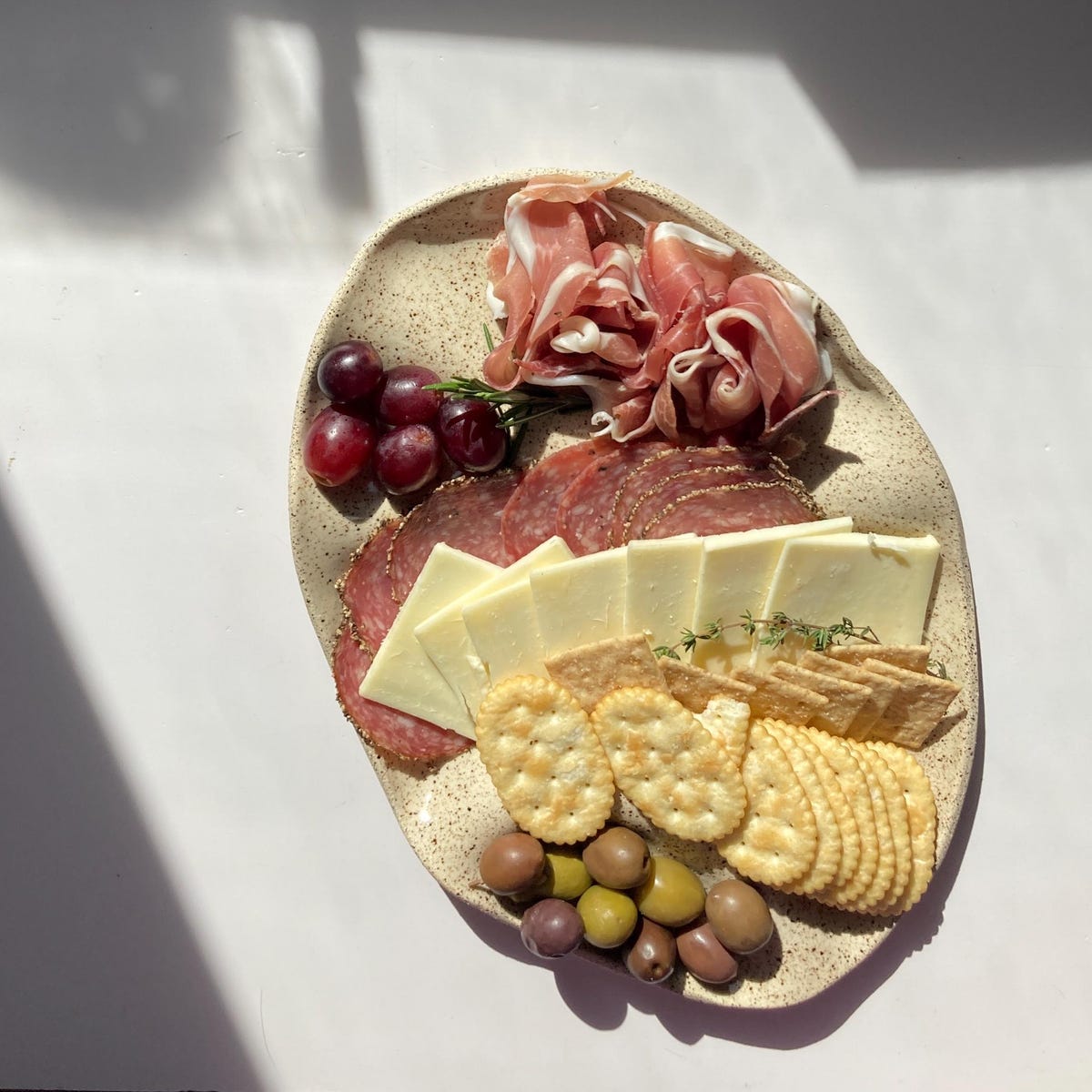 Ceramic Wavy Tapas Platter With Side Dish / Tray / Serving Tray / Charcuterie Board With a Side Plate in Speckled Clay / Cheese Board - Etsy