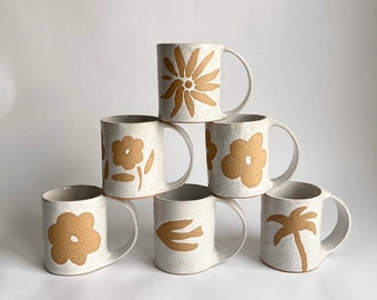 FAST SHIPPING Ceramic Mug with Matisse inspired cut-outs