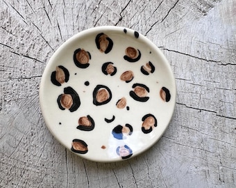 Ceramic leopard plate / ring dish / trinket dish - ready to ship