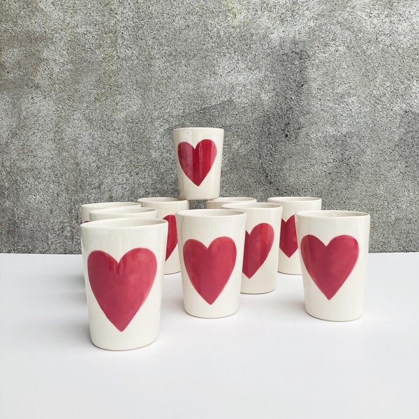 Ceramic HEART cup / Valentine’s Gift for her / large red heart ceramic