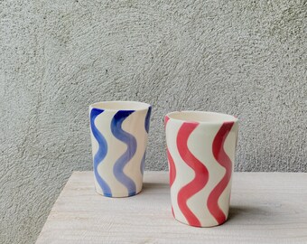 Squiggles hand painted ceramic cups