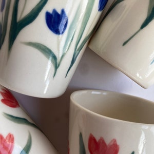 Red and Blue Ceramic Tulip Cup image 5