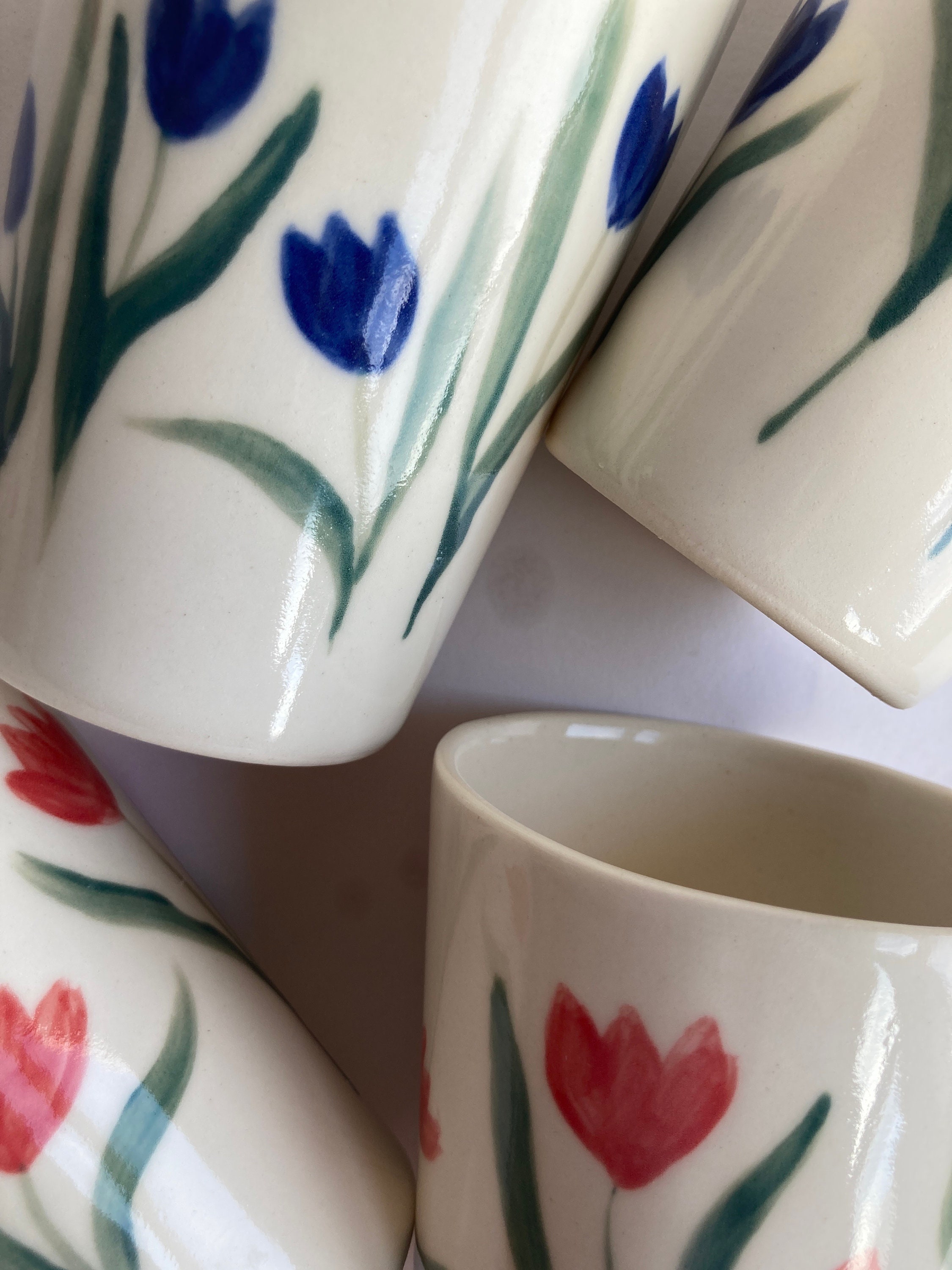 Red and Blue Ceramic Tulip Cup - Etsy