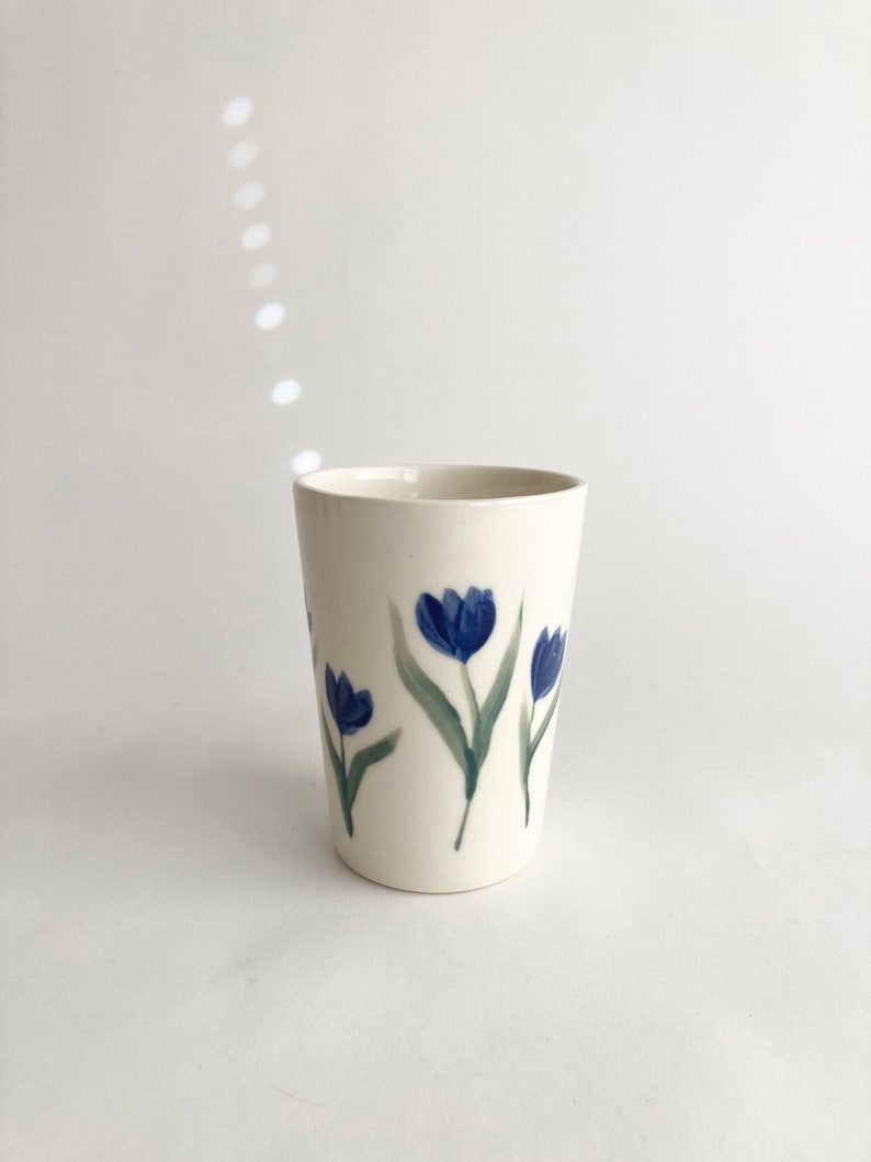 Red and Blue Ceramic Tulip Cup image 3