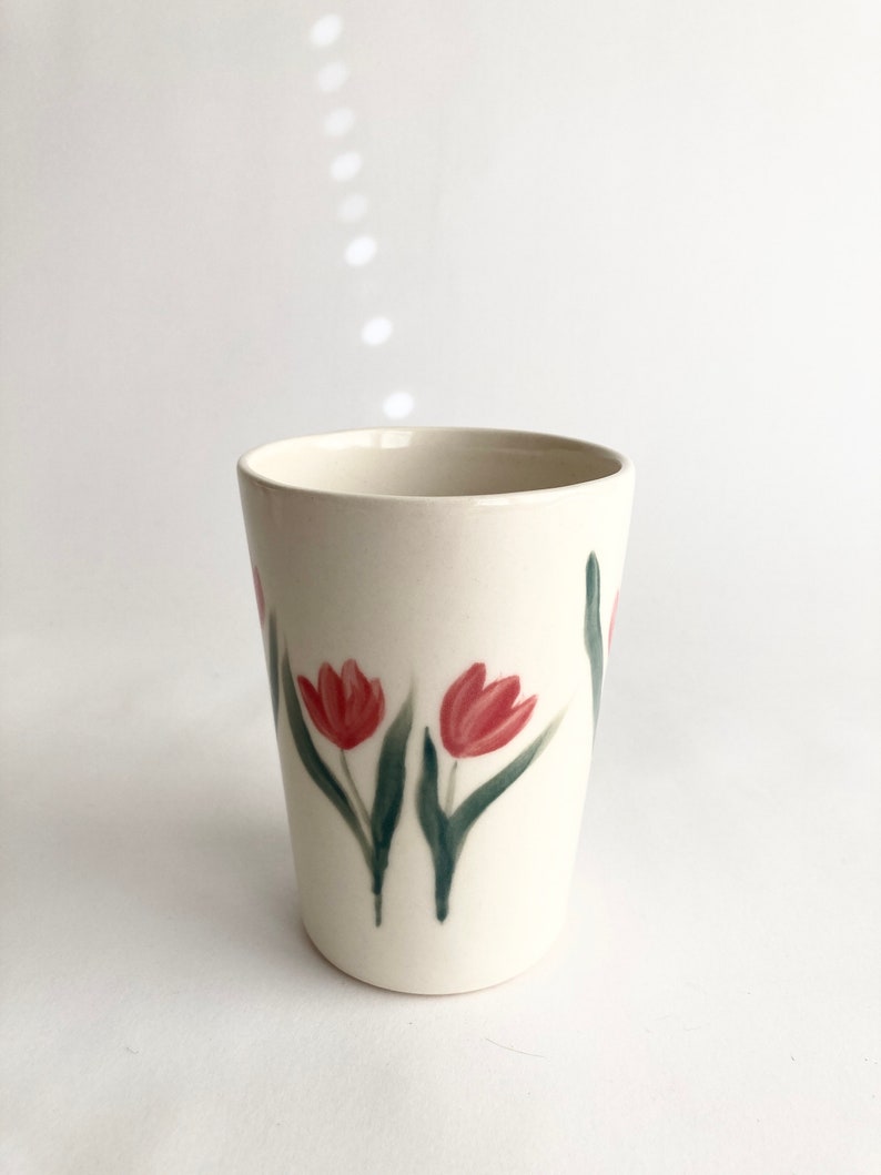 Red and Blue Ceramic Tulip Cup image 4