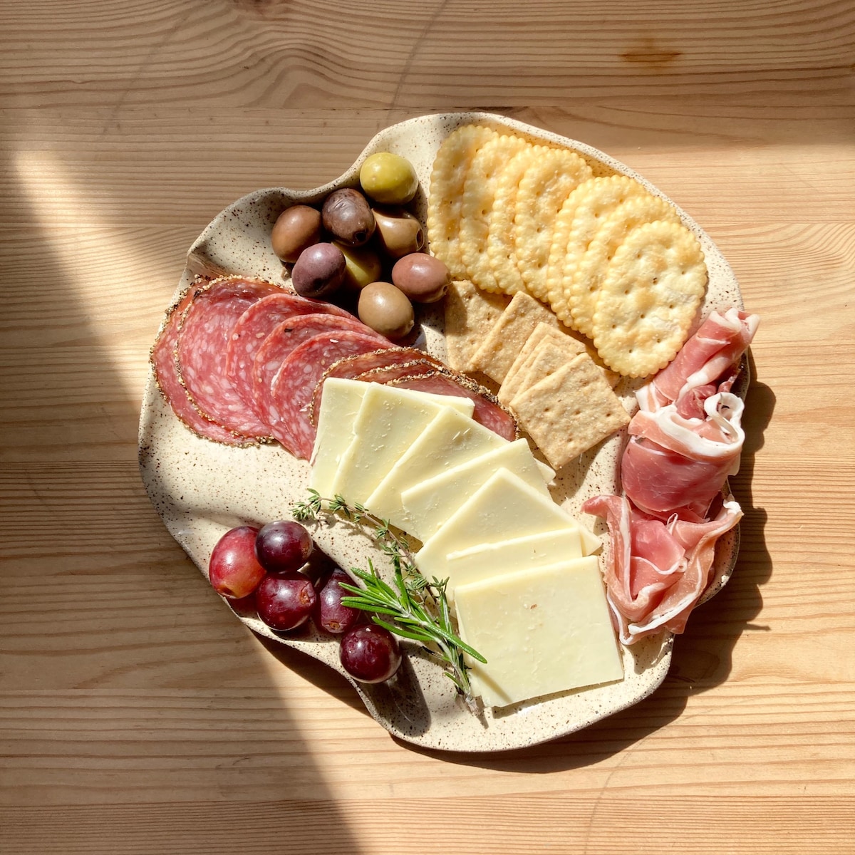 Ceramic Wavy Tapas Platter With Side Dish / Tray / Serving Tray / Charcuterie Platter With a Side Plate in Speckled Clay / Cheese Board / - Etsy