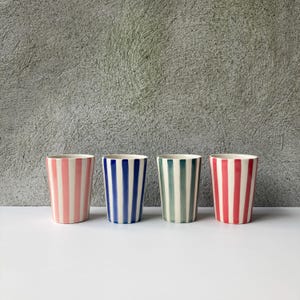 Pin stripes hand painted ceramic cup /thin stripes/