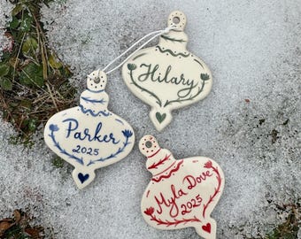Personalized ornament blue scandinavian inspired hand painted ornament