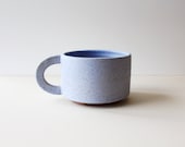 Ceramic coffee mug, tea mug, cup / pale light blue on speckled clay / made to order